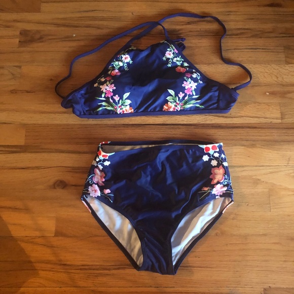 Zaful Other - Navy Floral Bikini